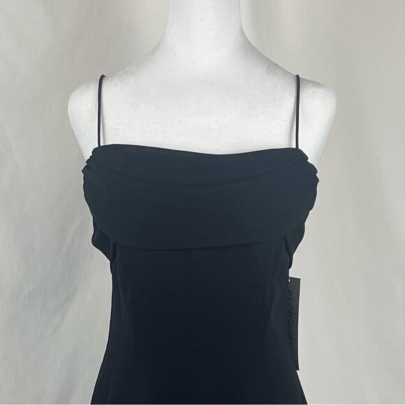 Betsy & Adam Sheer Black Draped BalletCore Spaghetti Strap Dress NWT Size 8 - Picture 3 of 13